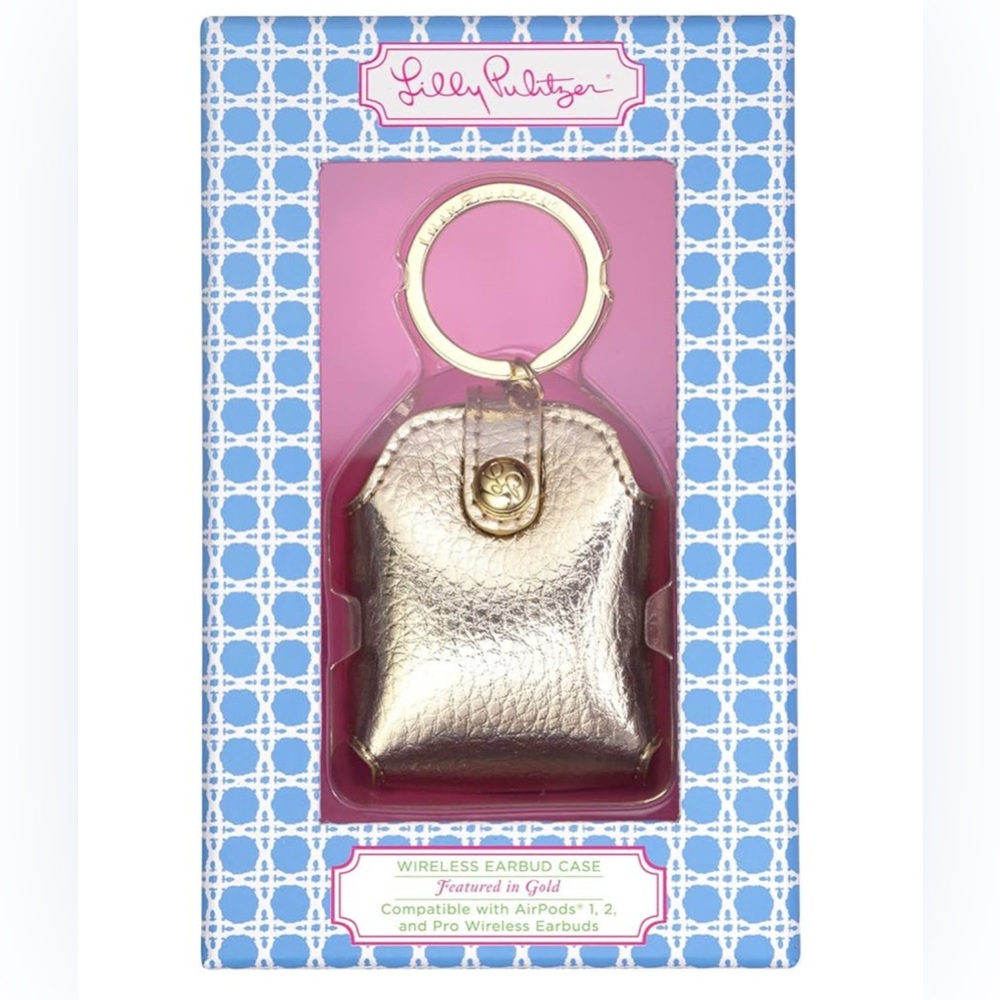 Lilly Pulitzer Leatherette AirPods Holder, Gold